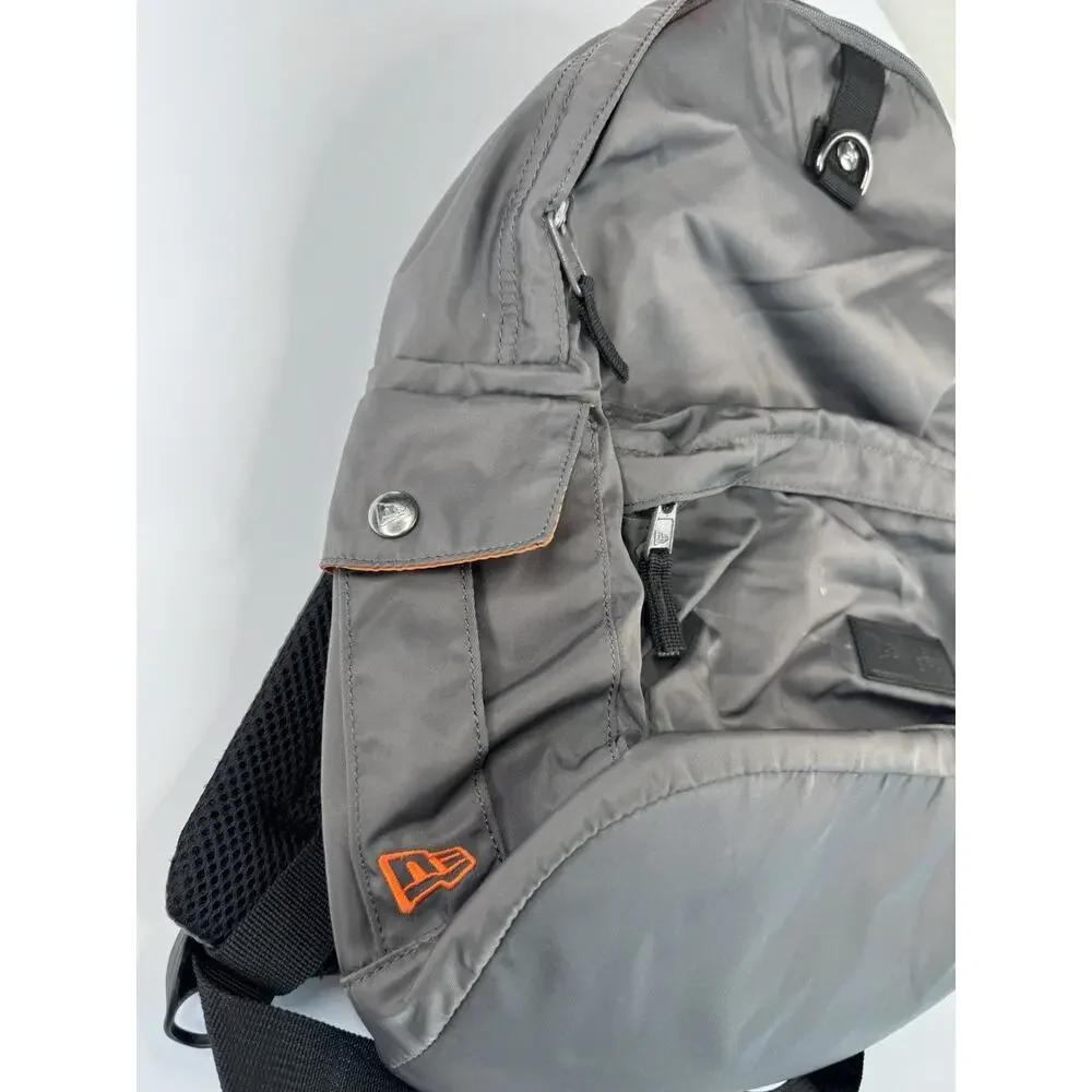 New Era Backpack Gray Orange Multi Pocket Padded School Travel Bag